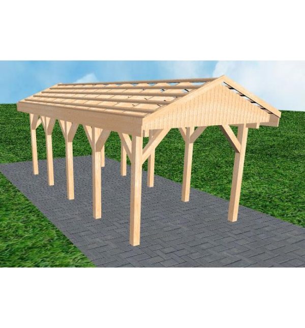 JODA Carport Wedel MO Perfect Satteldach, ohne Rinne, ohne Pfannen