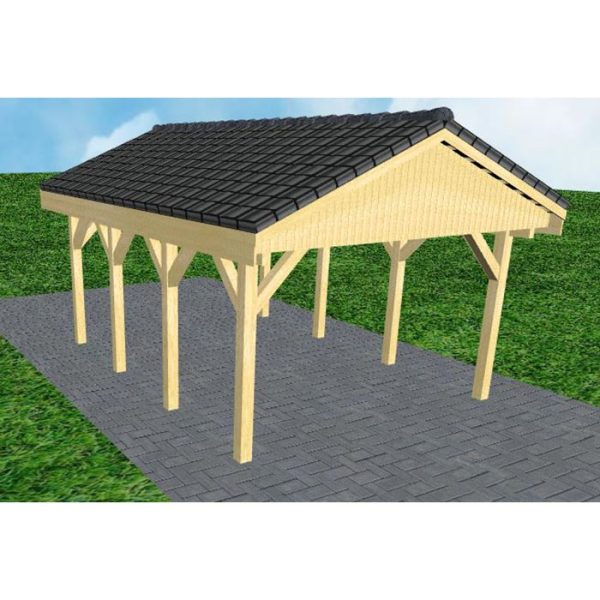 JODA Carport Wismar KD Classic Satteldach, incl. Pfannen und Rinne