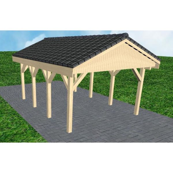JODA Carport Wismar KD Master Satteldach, incl. Pfannen und Rinne