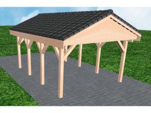 JODA Carport Wismar KD Natur Satteldach, incl. Pfannen und Rinne