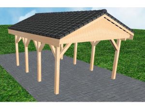 JODA Carport Wismar KD Perfect Satteldach, incl. Pfannen und Rinne