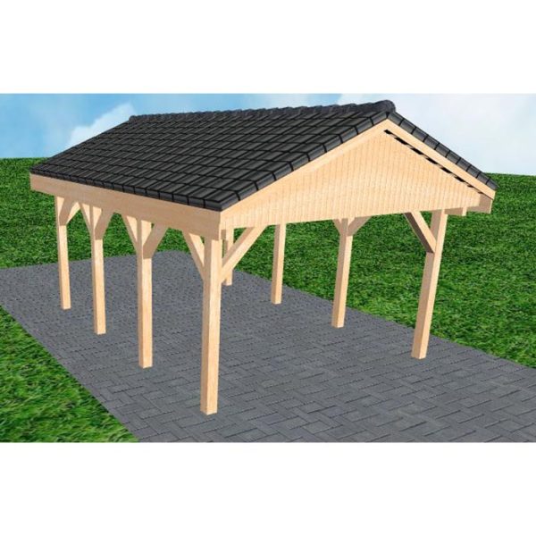 JODA Carport Wismar KD Perfect Satteldach, incl. Pfannen und Rinne