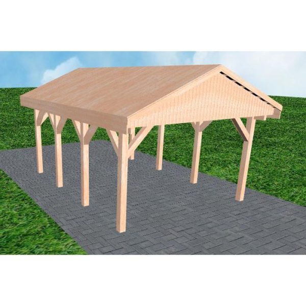 JODA Carport Wismar KG Natur Satteldach, vorb.f. Gründach