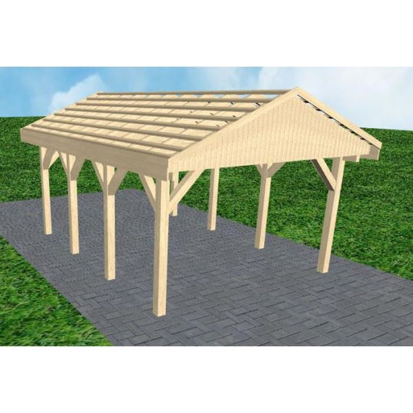 JODA Carport Wismar KO Master Satteldach, ohne Rinne, ohne Pfannen