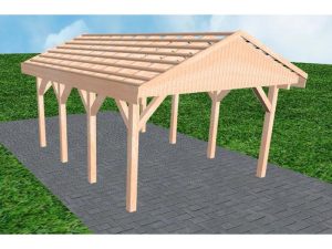 JODA Carport Wismar KO Natur Satteldach, ohne Rinne, ohne Pfannen