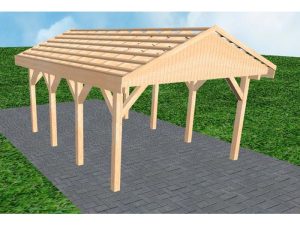 JODA Carport Wismar KO Perfect Satteldach, ohne Rinne, ohne Pfannen