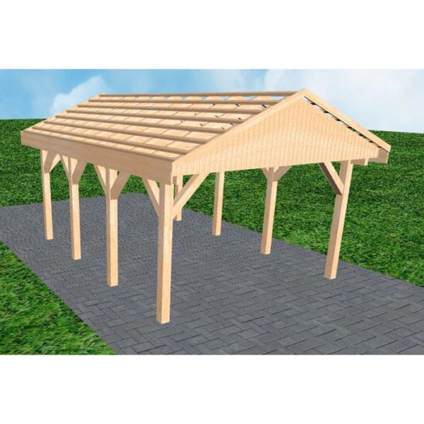 JODA Carport Wismar KO Perfect Satteldach, ohne Rinne, ohne Pfannen