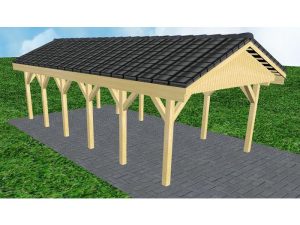 JODA Carport Wismar LD Classic Satteldach, incl. Pfannen und Rinne