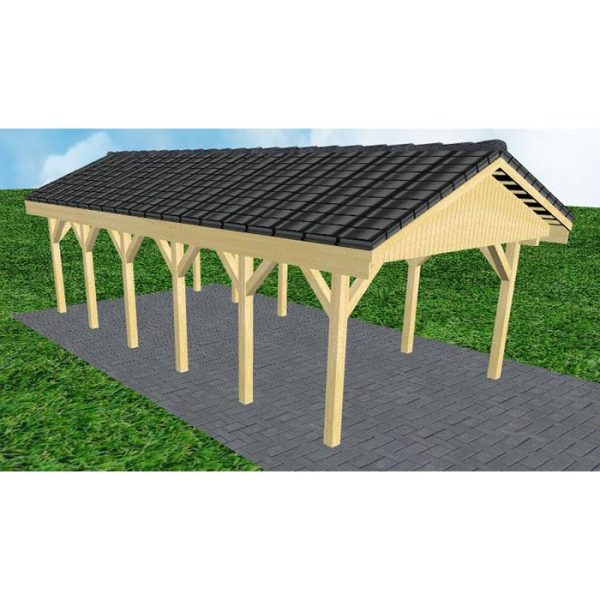 JODA Carport Wismar LD Classic Satteldach, incl. Pfannen und Rinne