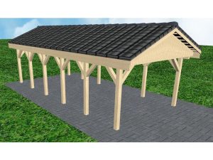 JODA Carport Wismar LD Master Satteldach, incl. Pfannen und Rinne