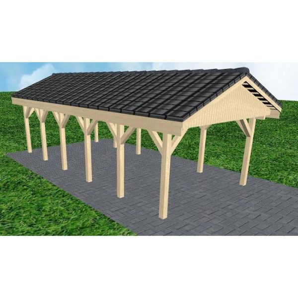 JODA Carport Wismar LD Master Satteldach, incl. Pfannen und Rinne