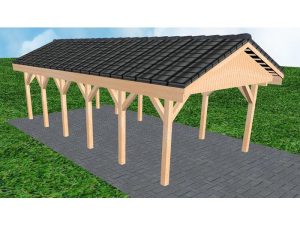 JODA Carport Wismar LD Perfect Satteldach, incl. Pfannen und Rinne