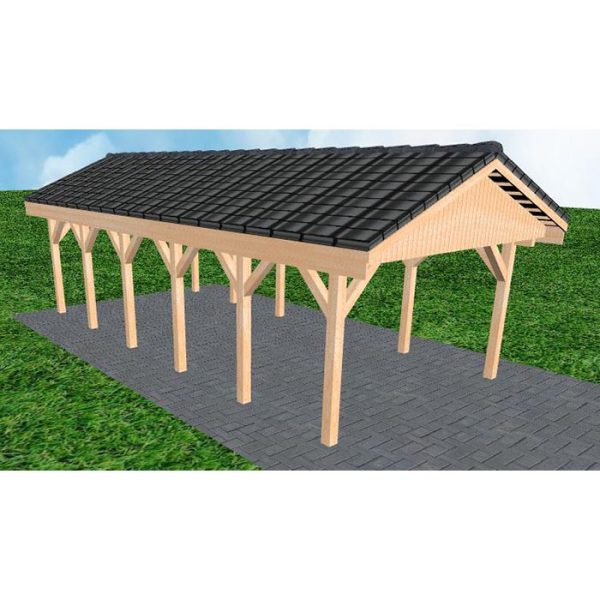 JODA Carport Wismar LD Perfect Satteldach, incl. Pfannen und Rinne