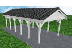 JODA Carport Wismar LD Select Satteldach, incl. Pfannen und Rinne