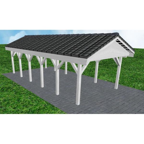 JODA Carport Wismar LD Select Satteldach, incl. Pfannen und Rinne
