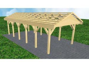 JODA Carport Wismar LO Classic Satteldach, ohne Rinne, ohne Pfannen