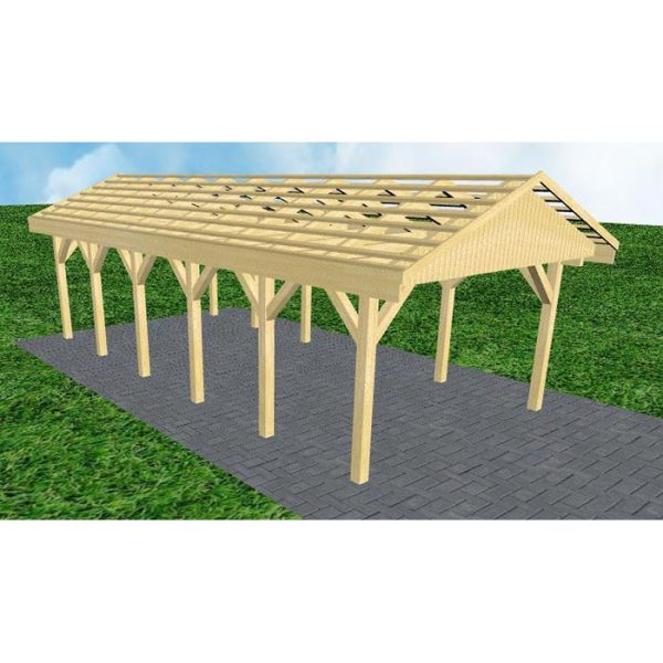 JODA Carport Wismar LO Classic Satteldach, ohne Rinne, ohne Pfannen