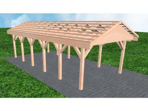 JODA Carport Wismar LO Natur Satteldach, ohne Rinne, ohne Pfannen