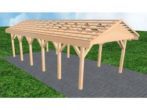 JODA Carport Wismar LO Perfect Satteldach, ohne Rinne, ohne Pfannen
