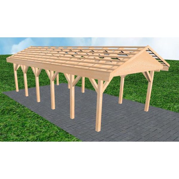 JODA Carport Wismar LO Perfect Satteldach, ohne Rinne, ohne Pfannen