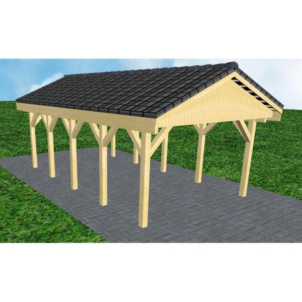 JODA Carport Wismar MD Classic Satteldach, incl. Pfannen und Rinne