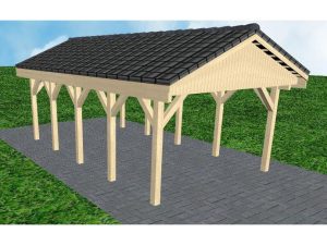 JODA Carport Wismar MD Master Satteldach, incl. Pfannen und Rinne