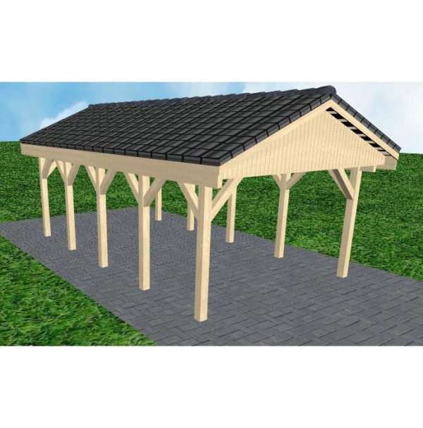 JODA Carport Wismar MD Master Satteldach, incl. Pfannen und Rinne