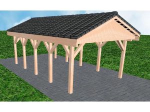 JODA Carport Wismar MD Natur Satteldach, incl. Pfannen und Rinne