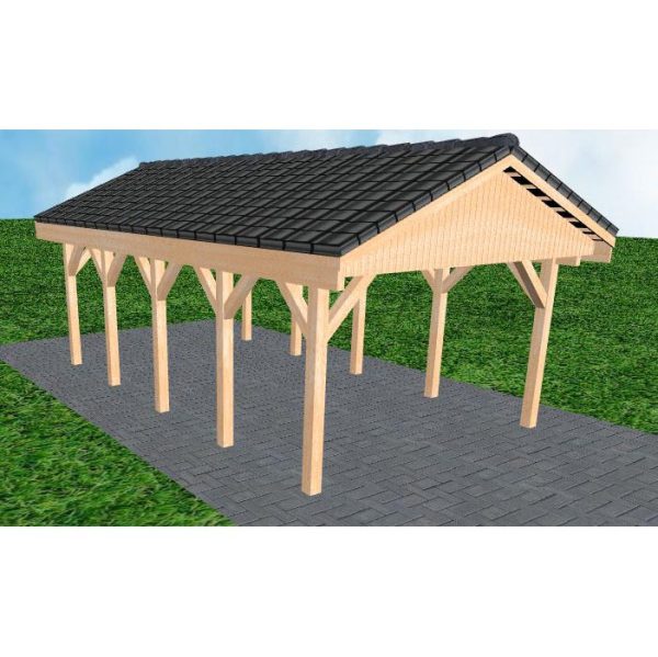 JODA Carport Wismar MD Perfect Satteldach, incl. Pfannen und Rinne
