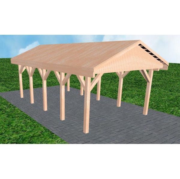 JODA Carport Wismar MG Natur Satteldach, vorb.f. Gründach