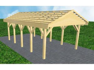 JODA Carport Wismar MO Classic Satteldach, ohne Rinne, ohne Pfannen