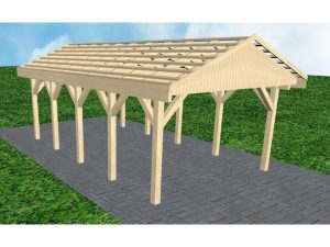 JODA Carport Wismar MO Master Satteldach, ohne Rinne, ohne Pfannen