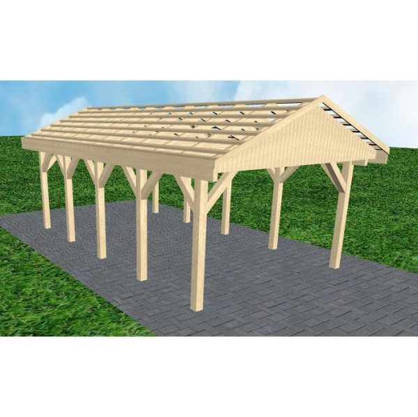 JODA Carport Wismar MO Master Satteldach, ohne Rinne, ohne Pfannen