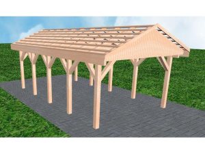 JODA Carport Wismar MO Natur Satteldach, ohne Rinne, ohne Pfannen