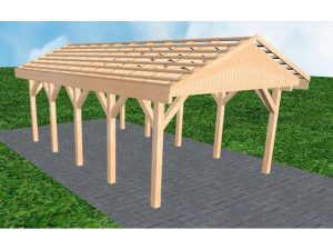 JODA Carport Wismar MO Perfect Satteldach, ohne Rinne, ohne Pfannen