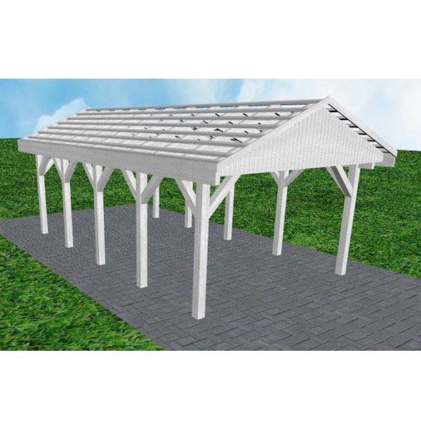 JODA Carport Wismar MO Select Satteldach, ohne Rinne, ohne Pfannen