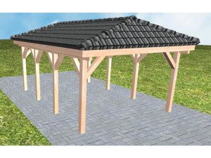 JODA Carport Kampen KD Natur incl. Pfannen und Rinne