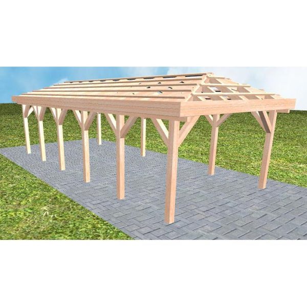 JODA Carport Kampen LO Natur ohne Pfannen, ohne Rinne