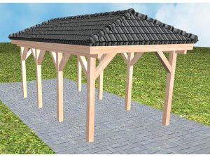 JODA Carport Kappeln KD Natur incl. Pfannen und Rinne