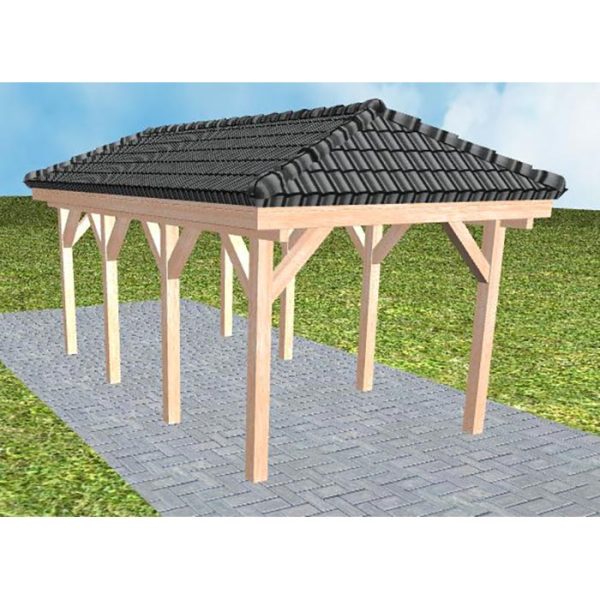 JODA Carport Kappeln KD Natur incl. Pfannen und Rinne