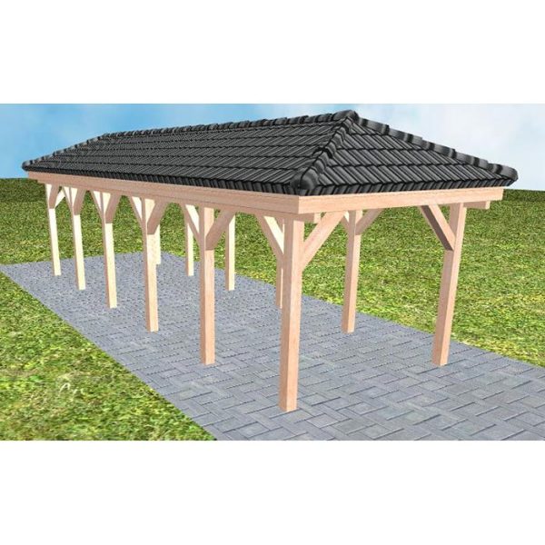 JODA Carport Kappeln LD Natur incl. Pfannen und Rinne