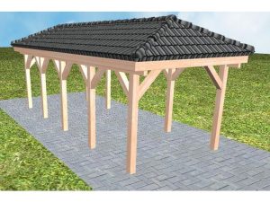 JODA Carport Kappeln MD Natur incl. Pfannen und Rinne