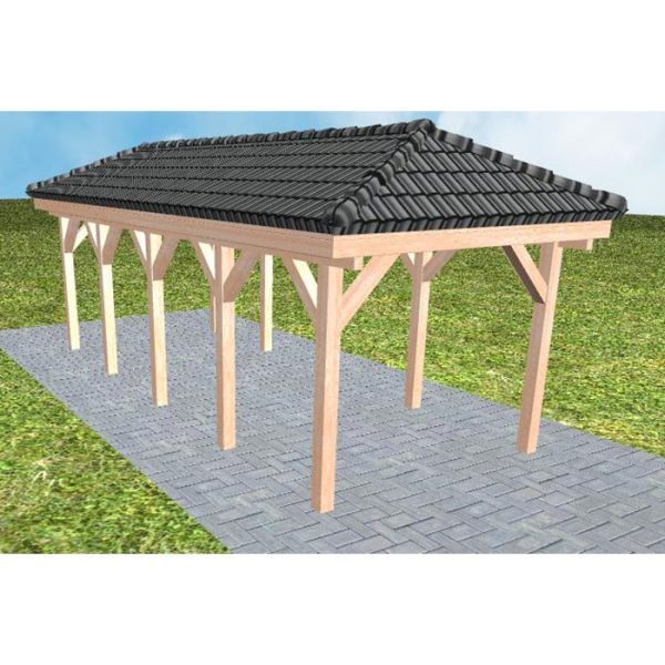 JODA Carport Kappeln MD Natur incl. Pfannen und Rinne