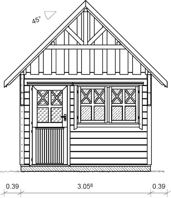 Schwedenhaus mit Klöntür, 2flg Fenster mit Fußboden, 300x300 cm, naturbelassen VE = 000 – Bild 11