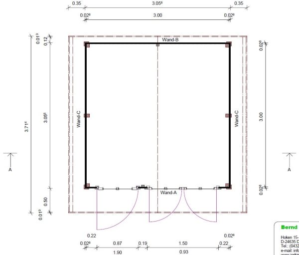 Schwedenhaus mit Klöntür, 2flg Fenster mit Fußboden, 300x300 cm, naturbelassen VE = 000 – Bild 12