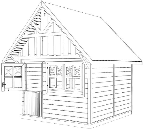 Schwedenhaus mit Klöntür, 2flg Fenster mit Fußboden, 300x300 cm, naturbelassen VE = 000 – Bild 8