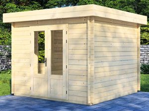 Aktionsgartenhaus Nordskar 280x280 cm nordische Fichte naturbelassen ohne Fußboden, ohne Dachpappe