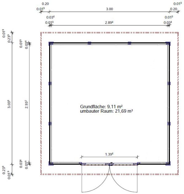 Joda Gerätehaus Rerik 30/30 Rot RAL 3011 / Weiß RAL 9016 VE = 000 – Bild 5