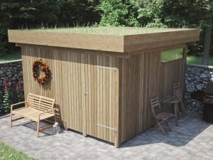 JODA Geräteraum Preetz F Natur Holzblende, Flachdach mit Foliendach