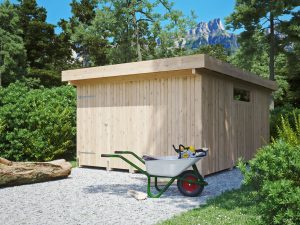 JODA Geräteraum Pritzwalk F Natur Holzblende, Flachdach mit Foliendach